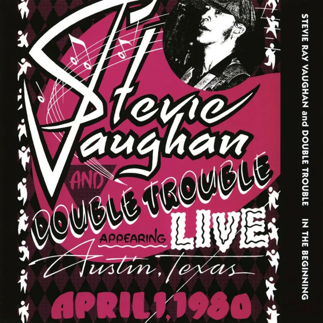 Stevie Ray Vaughan In the Beginning album cover with vintage live photo

