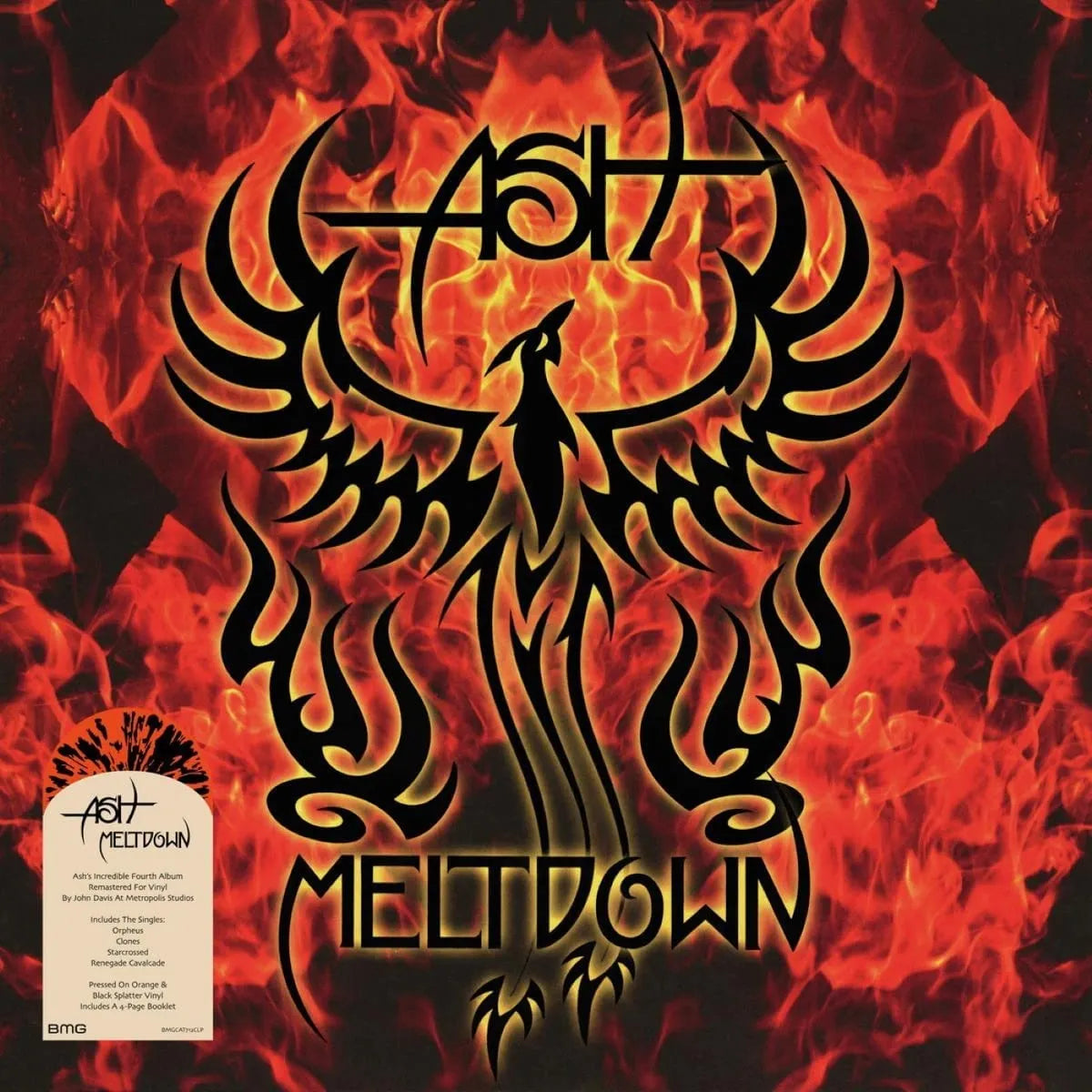 Ash Meltdown LP orange and black splatter vinyl featuring punk rock energy