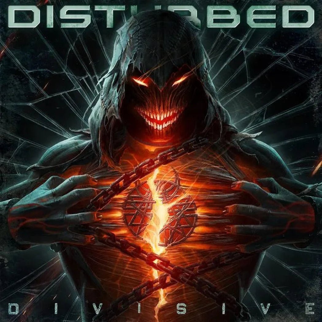 Disturbed Divisive album cover featuring powerful new singles Hey You and Unstoppable.