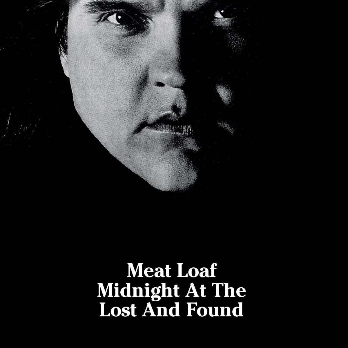 Midnight at the Lost and Found album cover featuring Meat Loaf in black and white