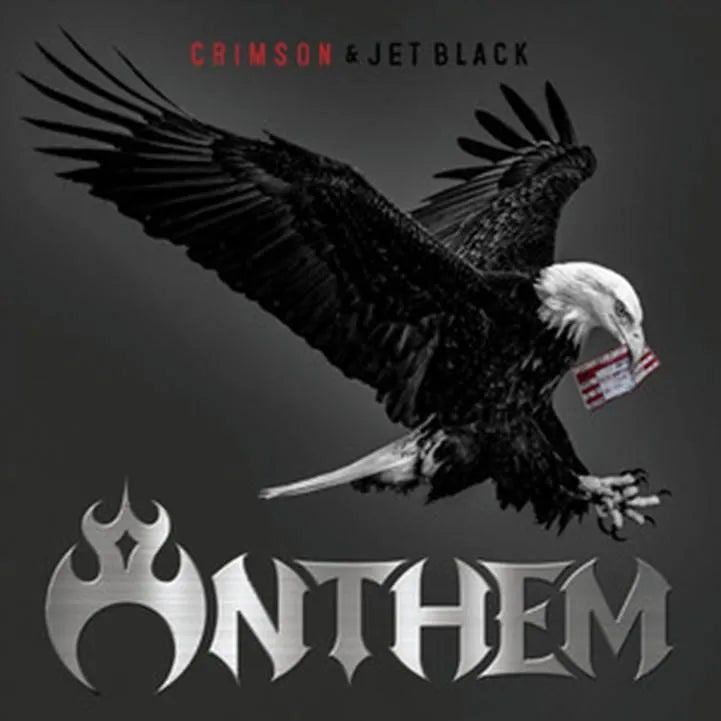 Japanese heavy metal band Anthem’s 2023 album Crimson & Jet Black white vinyl edition front cover
