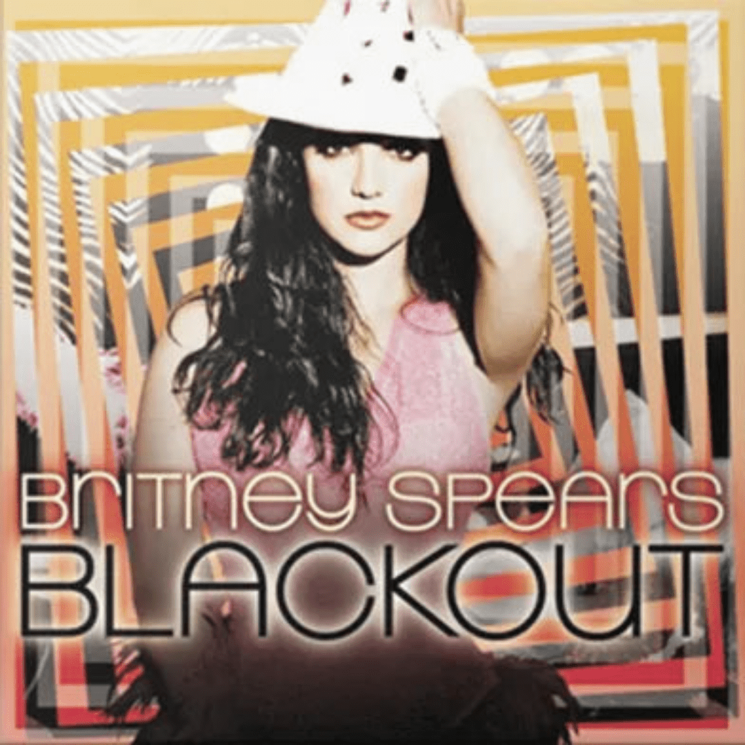 Britney Spears Blackout album artwork on orange dance-pop vinyl LP