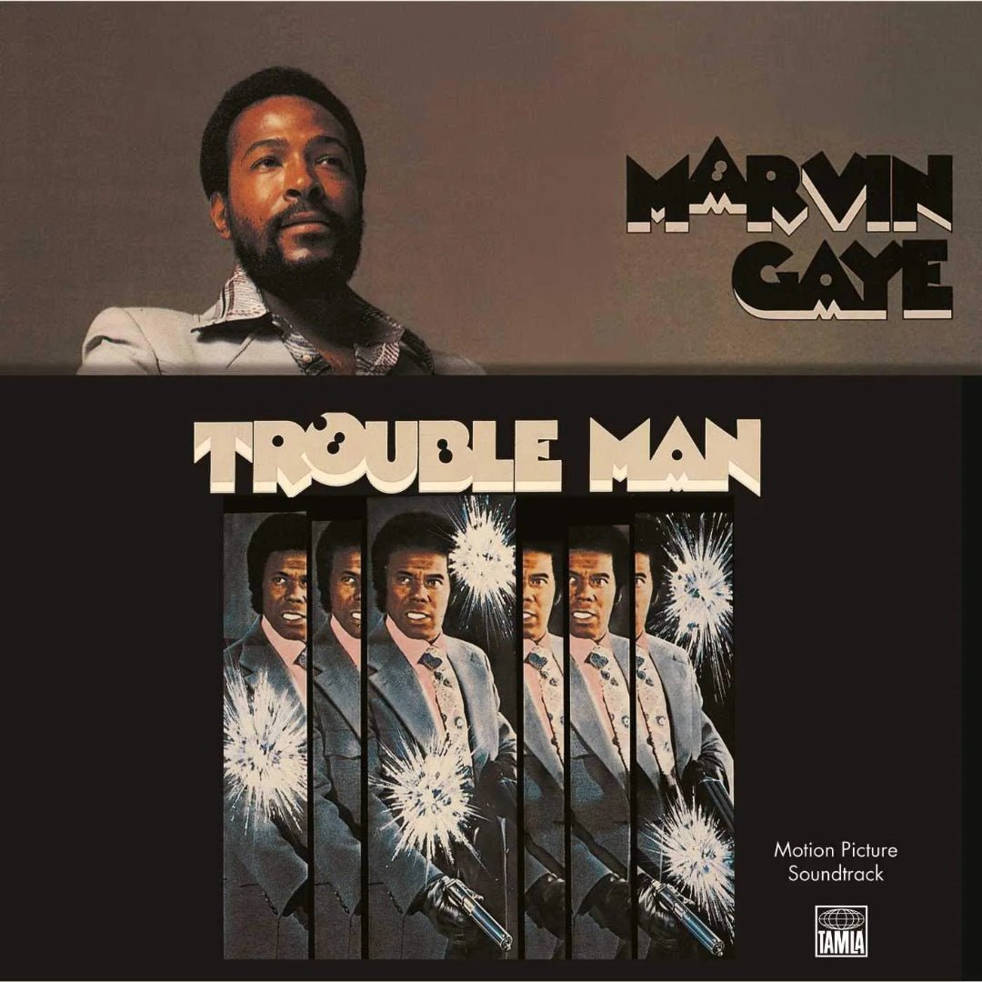 Front cover of Marvin Gaye Trouble Man Vinyl LP showing cinematic artwork.